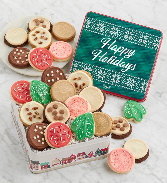 Grand Happy Holidays Cutout Gift Tin